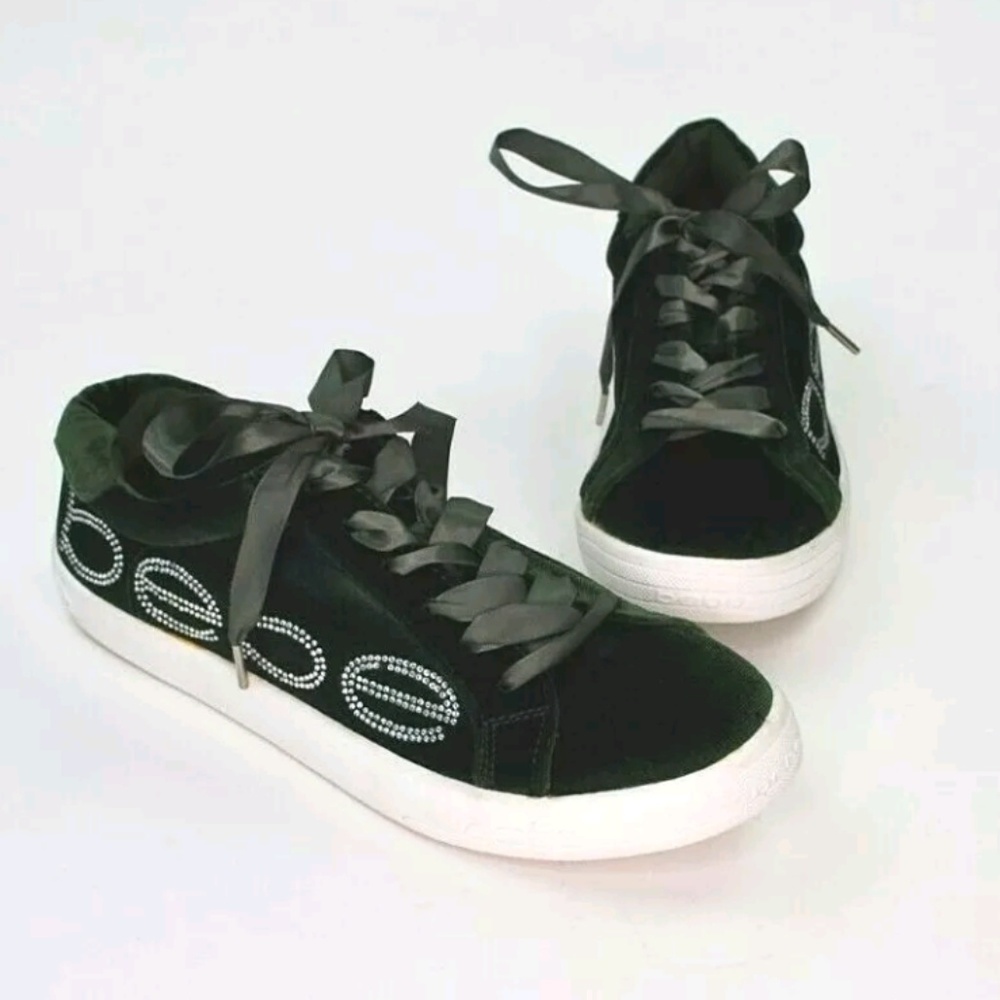 Bebe Olive Green Velvet sneakers size 10